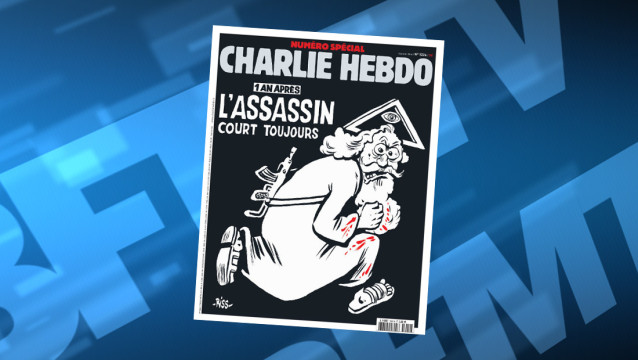 Редакція Charlie Hebdo до річниці нападу намалювала «бога-терориста»