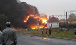 У Городищі горить 11 цистерн з нафтопродуктами