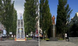 Екс-пам’ятник Леніну в Києві перетворили на художню інсталяцію