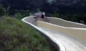 Американець на повному ходу вилетів з водної гірки (відео)

