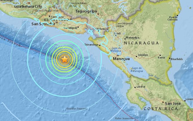 Потужний землетрус магнітудою 7,2 стався біля берегів Сальвадора. Є загроза цунамі